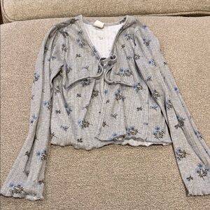 Wallflower Gray Floral Kids Blouse